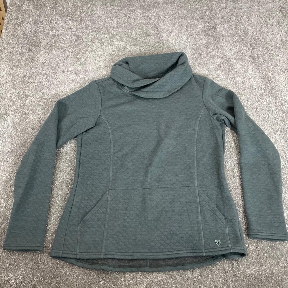 Kuhl Athena Pullover Womens Medium Wool Blend Quilted Cowl Neck Sweater